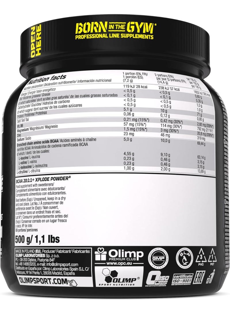 Olimp BCAA Xplode Powder 20:1:1 – 500g | Ultimate Training & Recovery Complex, Enhanced L-Leucine, Rapid Muscle Growth & Recovery, Xplosive Cola Flavor, Fortified with Vitamins & Minerals - Image 3